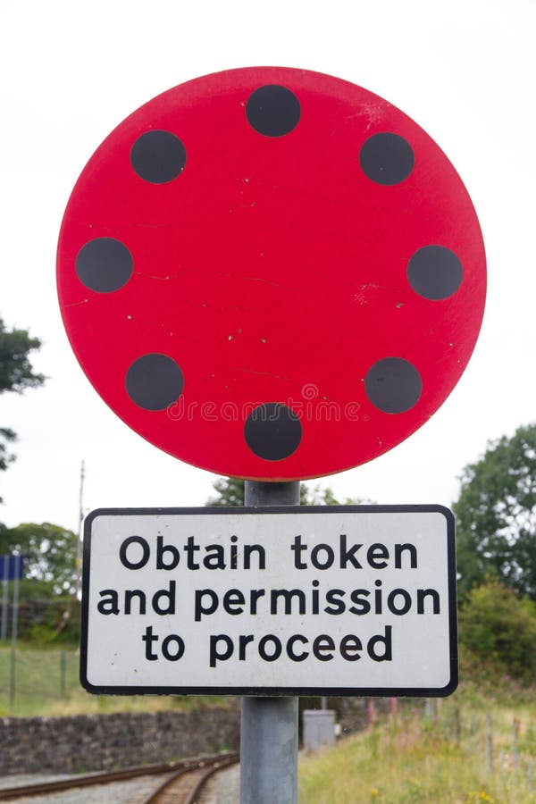 Railway Sign Obtain token and permission to proceed. stock images Railway Sign Obtain token and permission to proceed. stock images