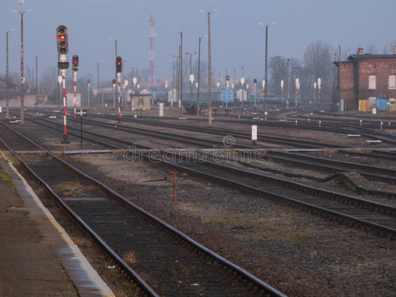 Railway station in the city of Zagan in Poland.