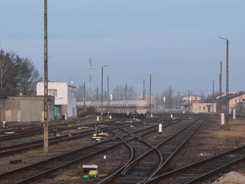 Railway station in the city of Zagan in Poland.