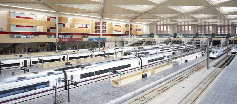 Railway station and platforms stock photography