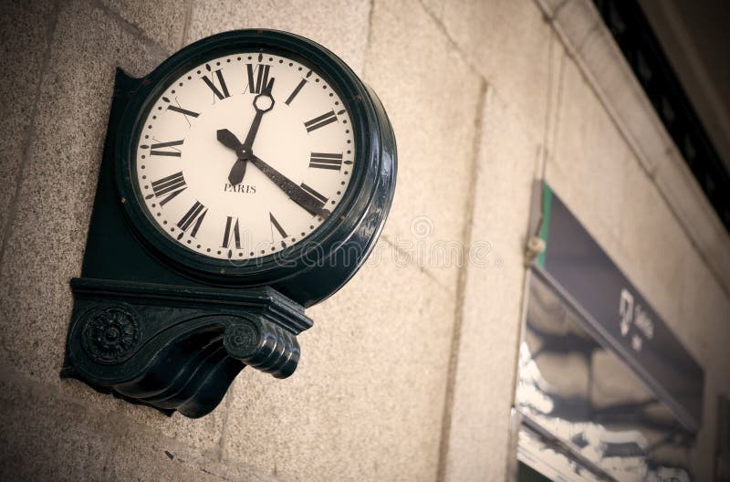 Outdoor Analog Clock in a Railway Station Stock Image Image of street