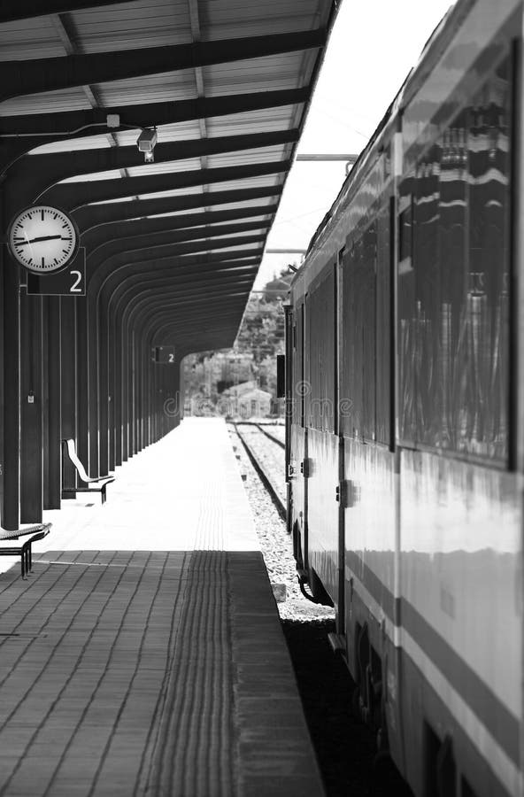 Railway station platform royalty free stock photography