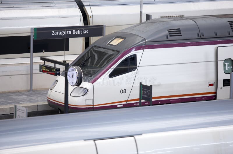 Railway station with high-speed trains platforms royalty free stock photography