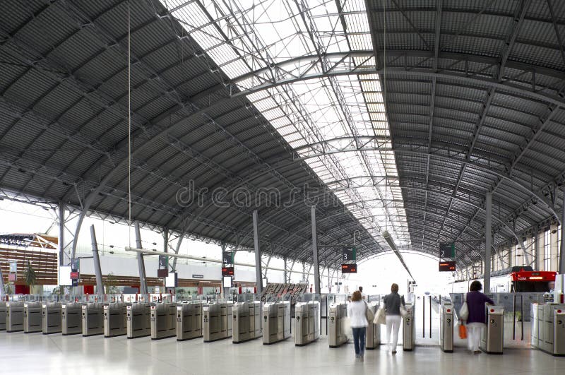 Railway station platforms stock image