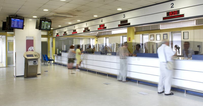 Railway station ticket office stock photo