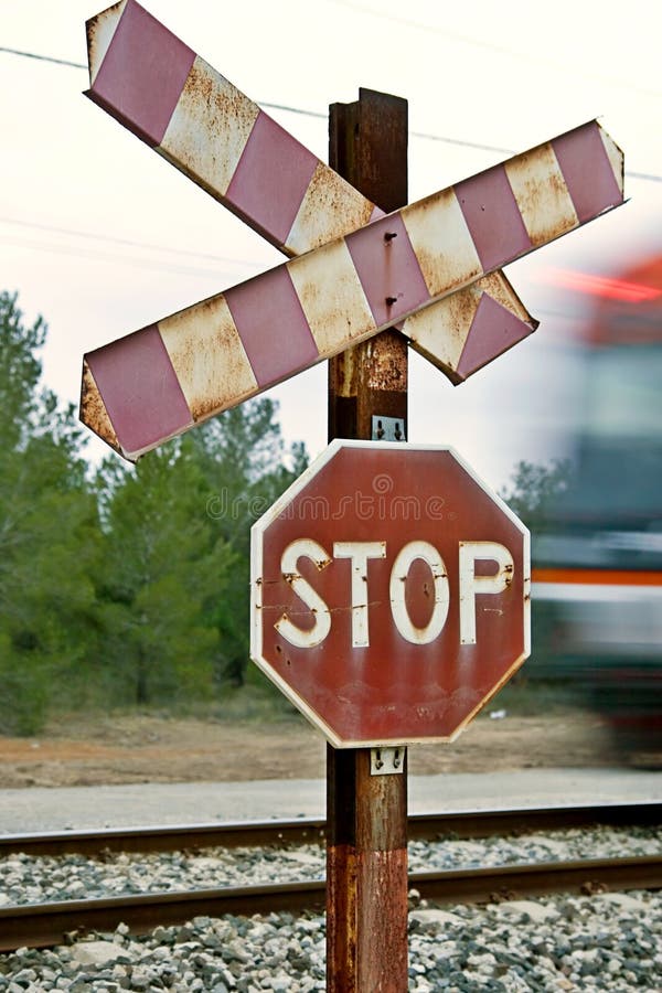 Railway stop sign stock photo. Image of road, rail, wagon - 4415978