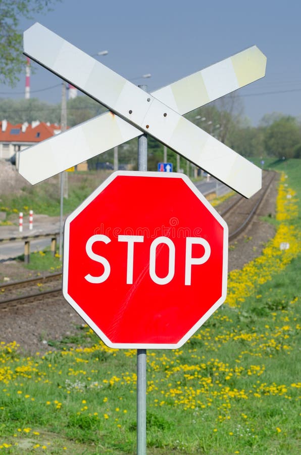 railway stop sign stock image image of tracks road 40047815