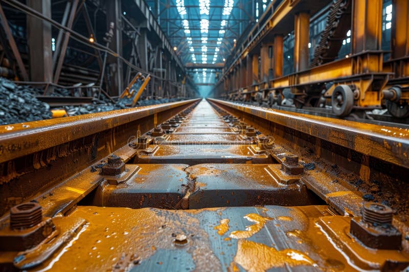 Railway track installation construction and infrastructure development for efficient rail systems vector illustration