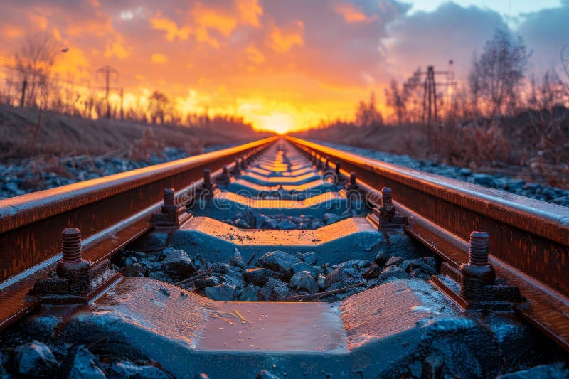 Railway track installation essential equipment and techniques for effective rail construction stock illustration