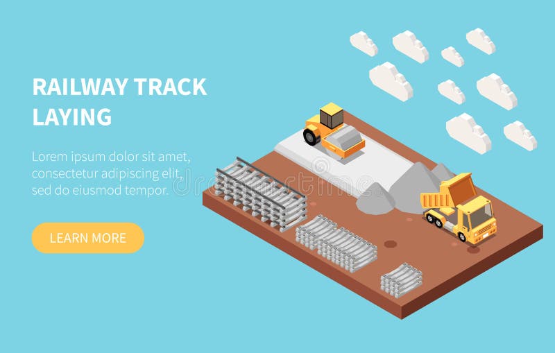Railway Track Laying Banner vector illustration