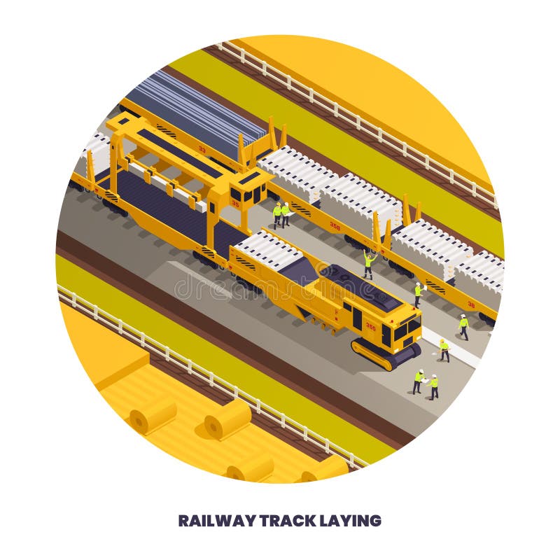 Railway Track Laying Composition stock illustration