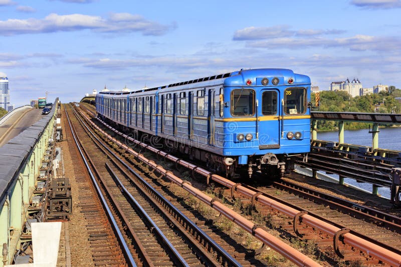 Metro bridge in Kyiv across the Dnieper river stock image Metro bridge in Kyiv across the Dnieper river stock image