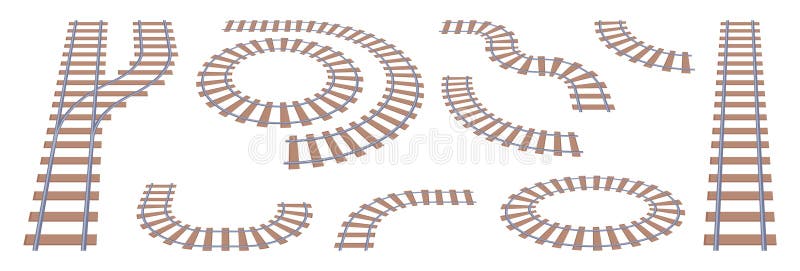 Railway track, train transport part vector illustration
