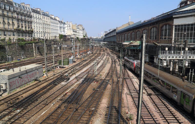 Railway tracks in Paris, France royalty free stock images Railway tracks in Paris, France royalty free stock images