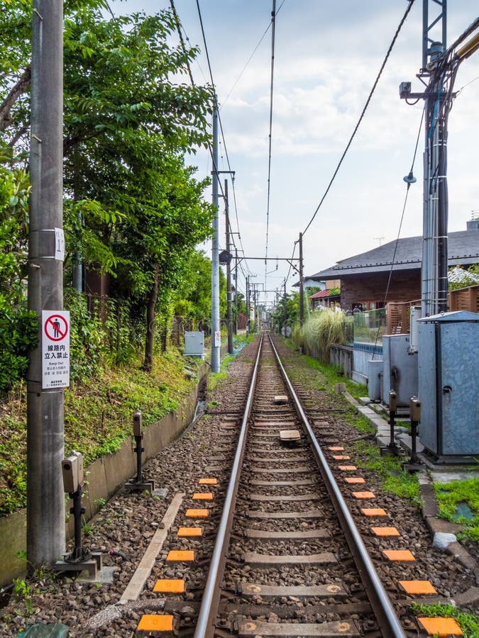 Railway Tracks in Kamakura - Japan Rail - TOKYO, JAPAN - JUNE 12, 2018 stock images Railway Tracks in Kamakura - Japan Rail - TOKYO, JAPAN - JUNE 12, 2018 stock images