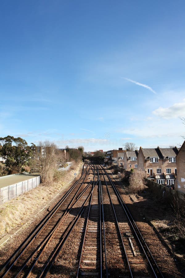 Railway train track houses stock photo. Image of railroad 13313066
