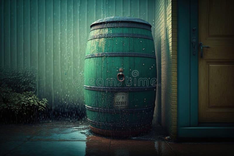 Rain barrel. bad weather stock illustration. Illustration of people