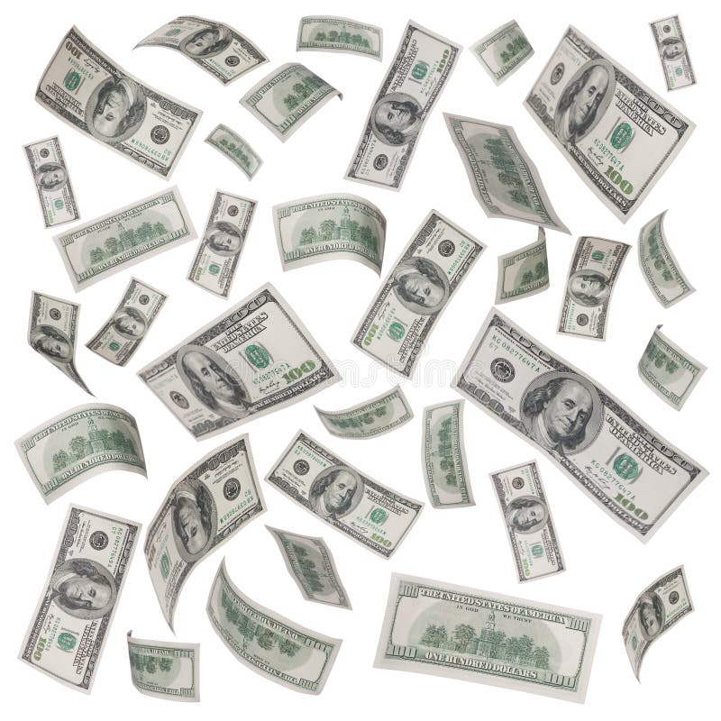 Rain of Dollar Bills Isolated Stock Photo Image of bill, rain 81996512
