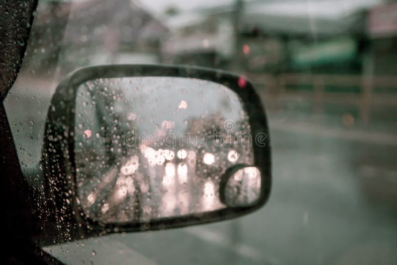 Rain Drop on Car Window in Rainy Day Stock Image Image of pattern