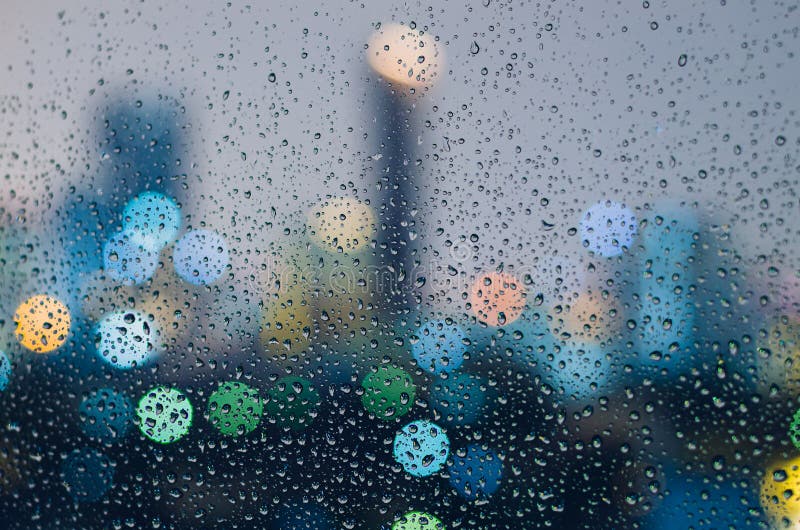 Rain Drop on Glass Window in Monsoon Season. Stock Photo - Image of city,  rain: 186159546