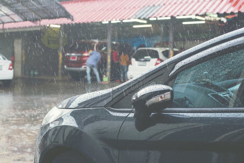After Car Wash Or Rain, Close Up Water Drops On Motorcycle Hood Stock Image Image of color