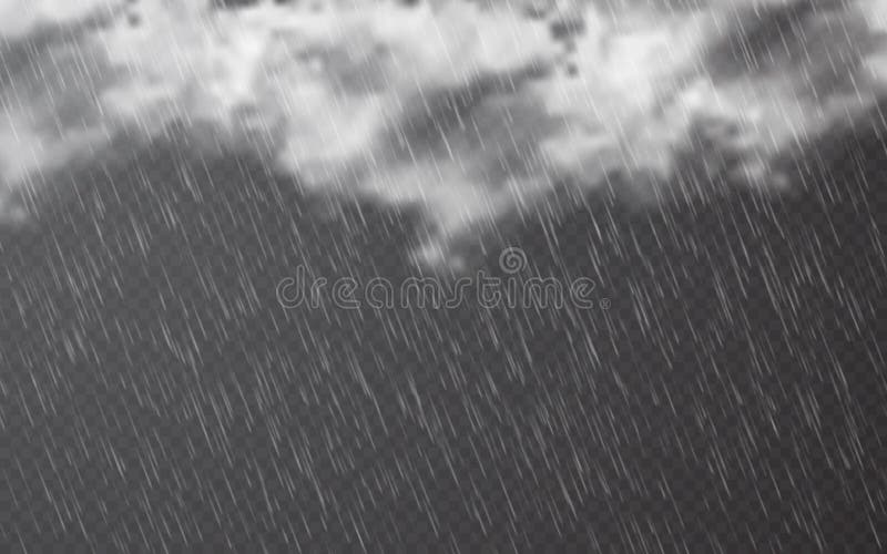 Rain Drops with Clouds on Transparent Background. Falling Water Drops.  Nature Rainfall. Stormy Weather Effect Stock Vector - Illustration of  clear, clouds: 161365311