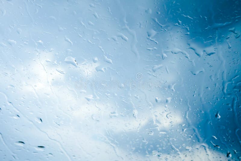 Rain drops on glass, Abstract Background. sky and clound. Window color reflection background stock images, royalty-free photos and pictures