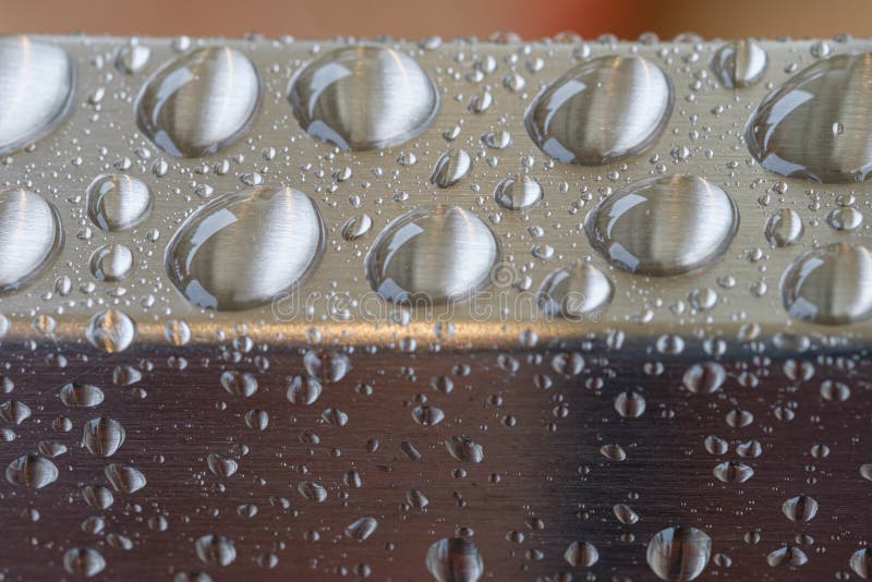 Rain Drops on Stainless Steel Surface Stock Photo Image of flow, aqua