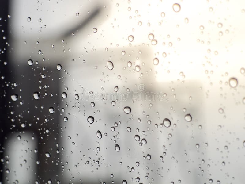 Rain Drops On Window Glass, Pattern Of Raindrops Isolated On Glasses