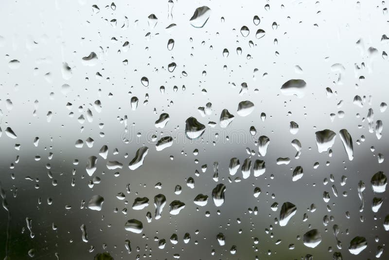 Rain Drops on Window Glasses Surface with Cloudy Stock Photo Image of