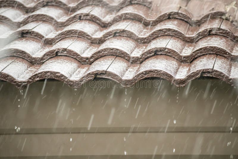 Rain Falling Down from the House Roof Stock Photo Image of home