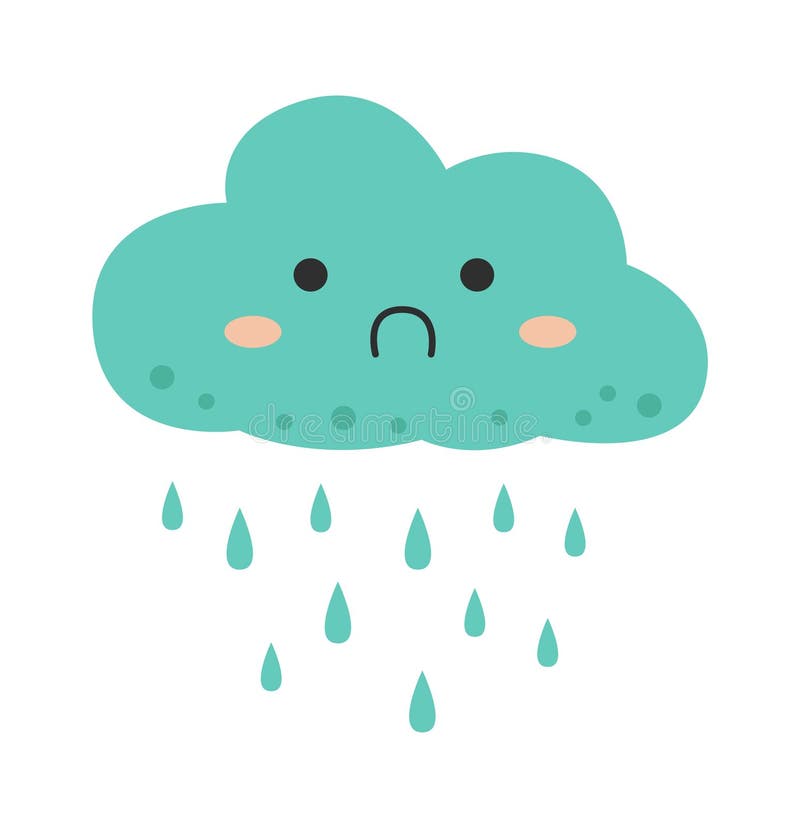 Rain with Funny Face Cloud with Raindrop Weather Stock Vector ...