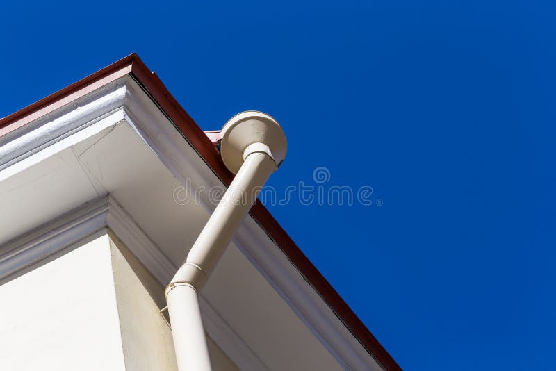 Rain gutters stock image. Image of apartment, pipe, siding 2358749