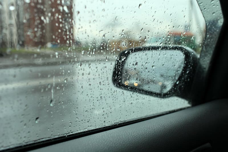 Rain Outside The Window Of The Car Stock Photo - Image: 55939950