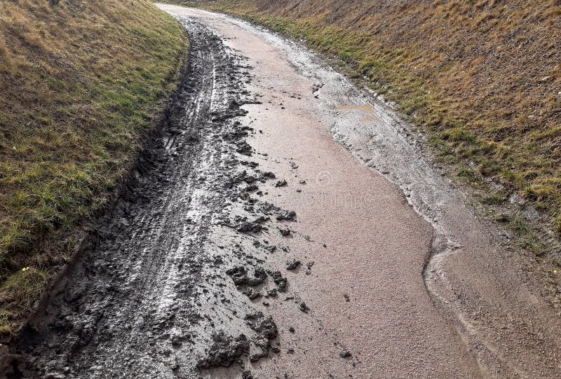 After The Rain The Parked Road Is From Mud Stock Photo Image of dirty