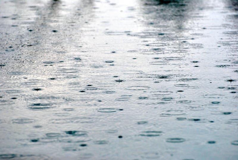 Image of rain drops in a puddle. Image of rain drops in a puddle