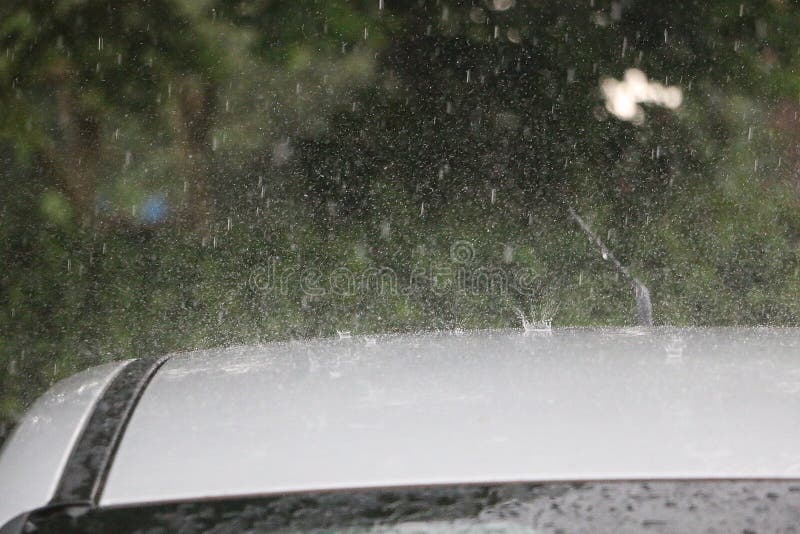 Rain is Falling on the Roof from a Car Stock Image Image of concept, park 152559585