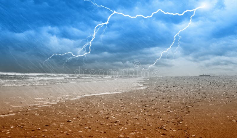 Rain on the shoreline royalty free stock image