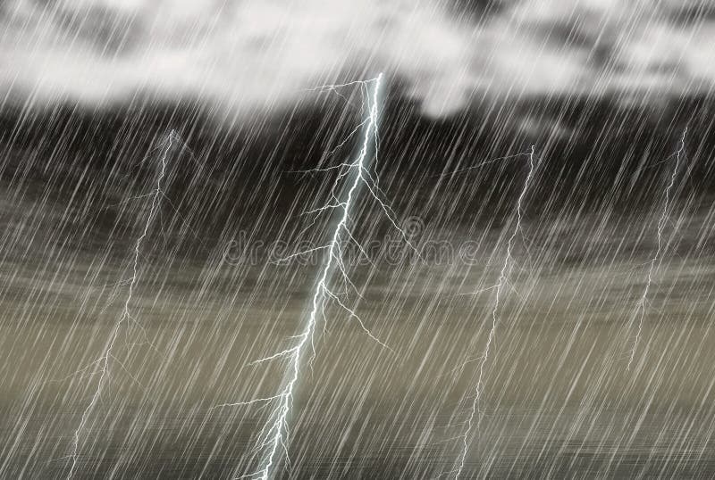 Rain storm backgrounds with lightning in cloudy weather