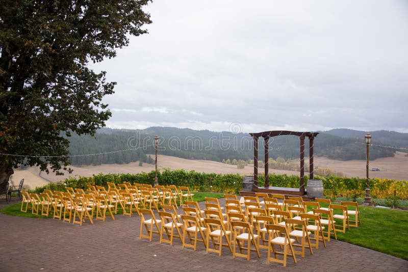 Rain Storm Wedding Ceremony Venue Stock Image Image of chairs