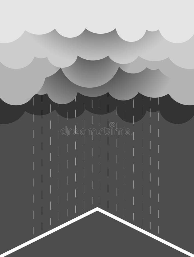 Rain. Vector avbildar med mörkermoln blöter in dag stock illustrationer
