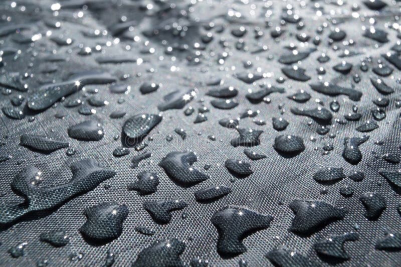 Rain Water Droplets On Waterproof Fabric For Clothes Stock Image ...