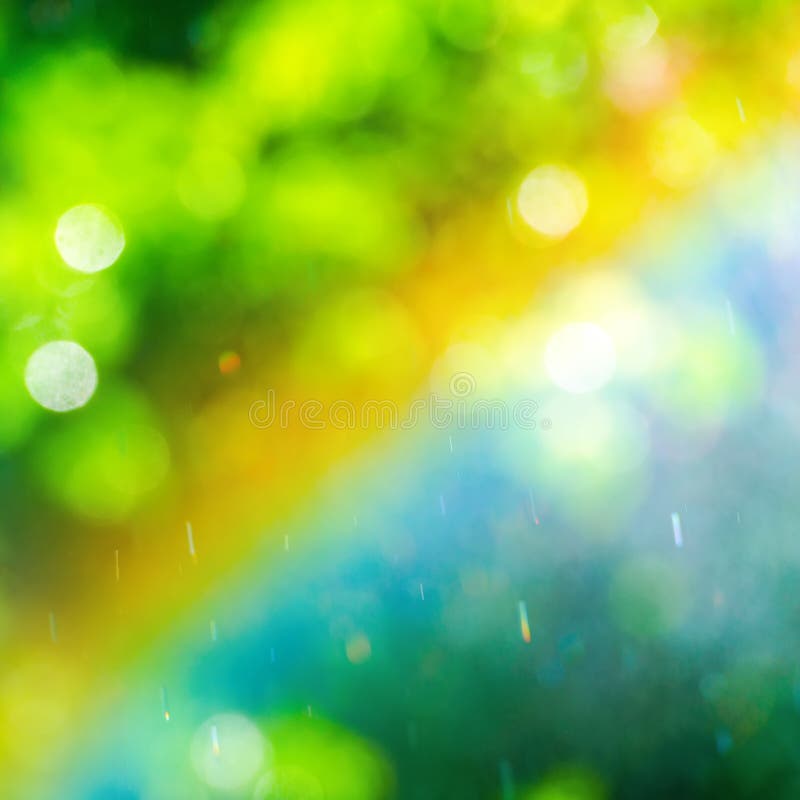 Rainbow on abstract green blurred background, closeup royalty free stock photos Rainbow on abstract green blurred background, closeup royalty free stock photos