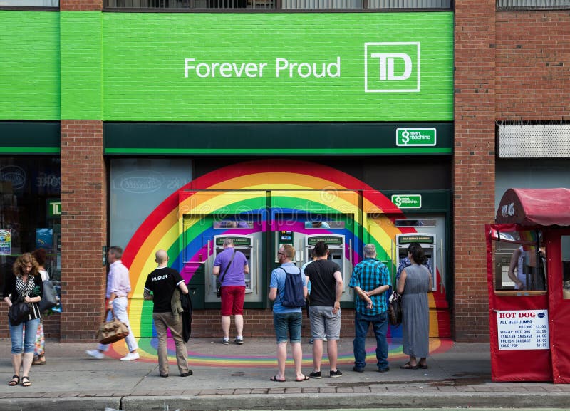 Rainbow around TD Bank ATMS