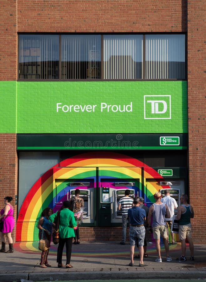 Rainbow around TD Bank ATMS