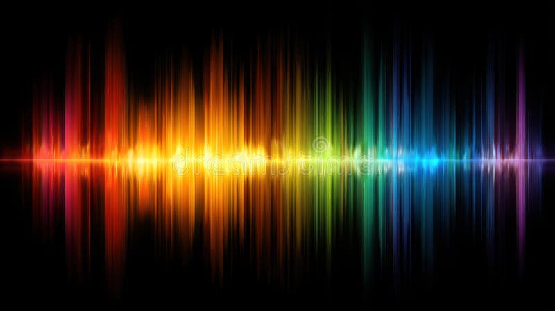 Rainbow Audio Waveform Visualization Background stock illustration
