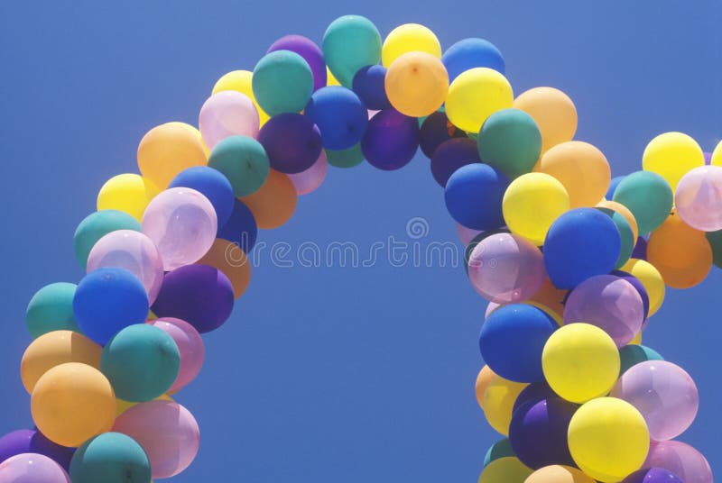 Rainbow of Balloons, Los Angeles, California Stock Image Image of