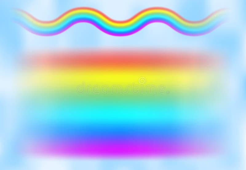 Rainbow in the blue sky among the light clouds vector illustration