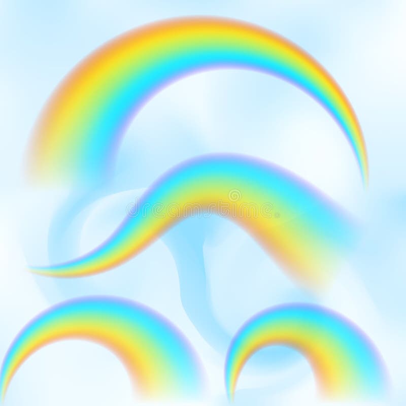 Rainbow in the blue sky among the light clouds stock illustration