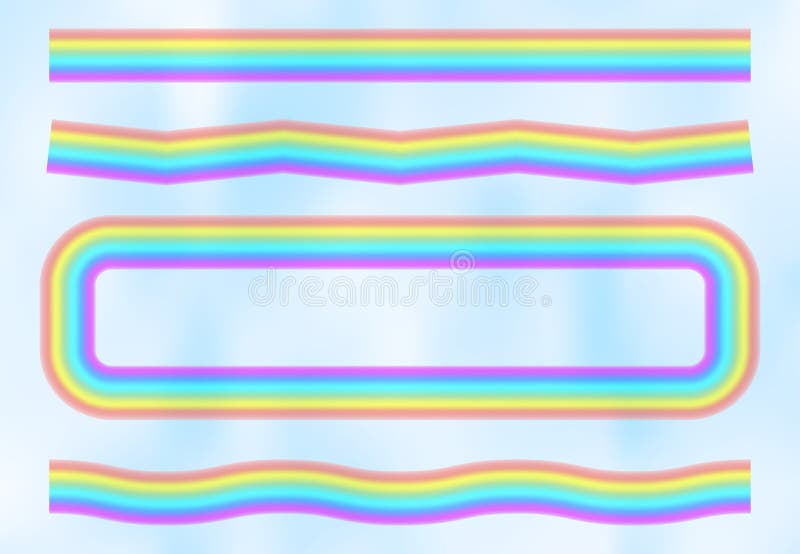 Rainbow in the blue sky among the light clouds vector illustration